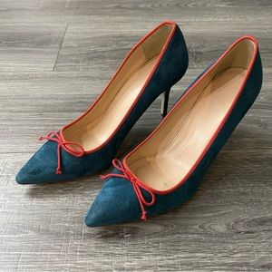 J. Crew Teal and Red Heels